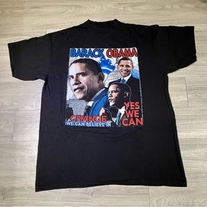 Barack Obama Change Yes We Can Believe In 2008 tshirt XXL black rap tee big face